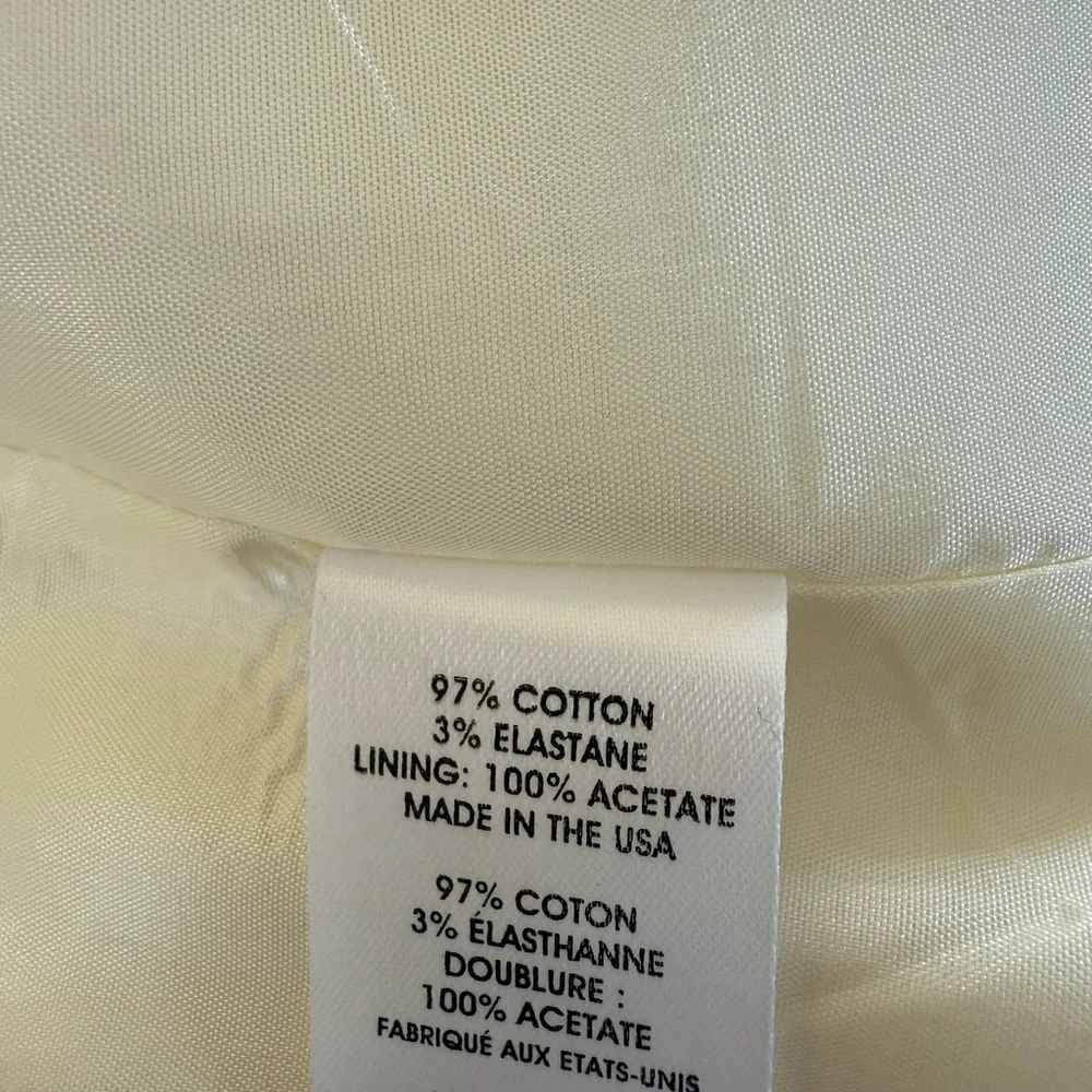 Nanette Lepore Vintage Ivory Cotton Coat with Black Trim Size 6 - Picture 9 of 9